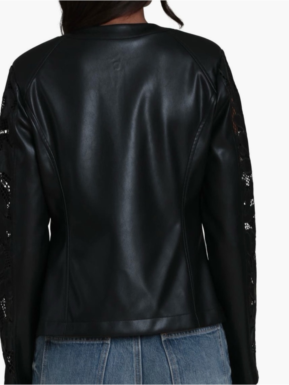 Bagatelle Embroidered Lace Faux Leather Moto jacket - Picture 4 of 4